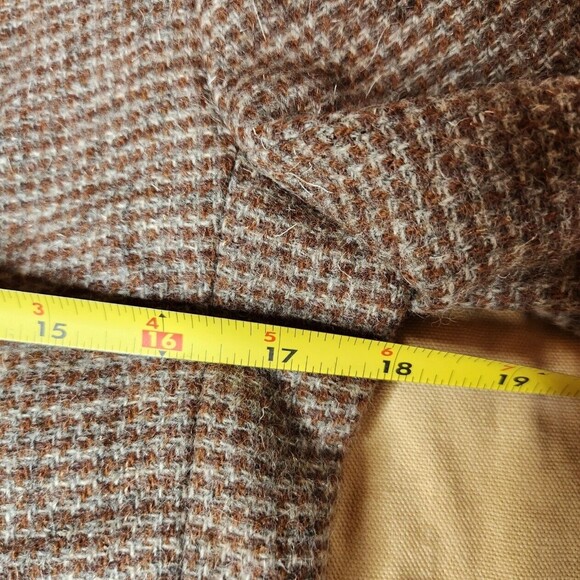 Vintage Woman's Wool Blazer Jacket Sz. 11 Camel Brown Grey Check Academia Y2K - Picture 7 of 9